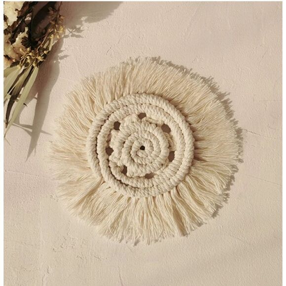 Boho Tassel Trivets Coasters. Cotton. Set of 4. NIP - Picture 1 of 5